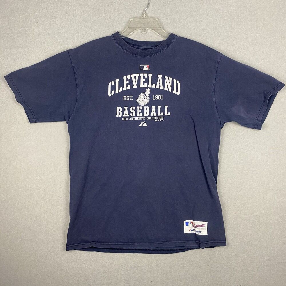 Cleveland Indians Shirt Adult Men’s Large Black White Athletic Baseball Tee